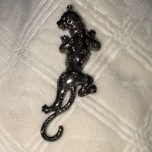Silver Leopard Brooch Coat Brooch Antiqued Silver Color With Marqesite RS
